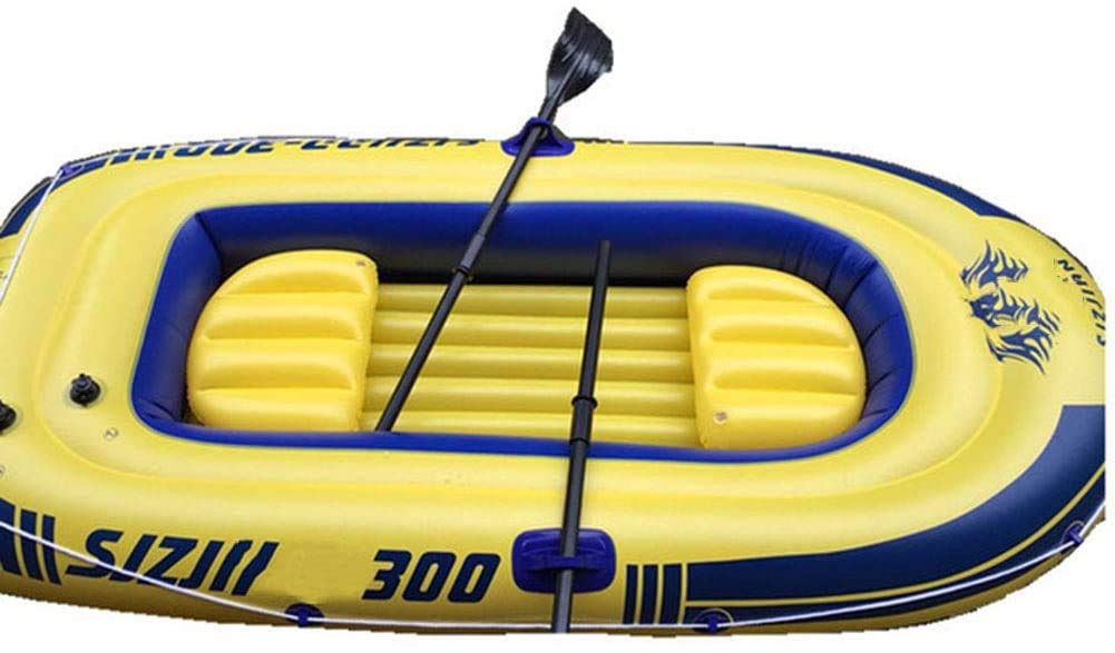WSJYP Inflatable Kayak, Inflatable Fishing Boat, Portable3 Person Folding Rubber Explorer Fishing Boat with Paddles,Yellow