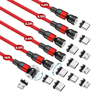 Melonboy Magnetic Charging Cable [6-Pack, 0.5m/1m/1m/2m/2m/3m], 360° & 180° Rotation Magnetic Charger Cable, Magnetic Cable for USB Micro Type C