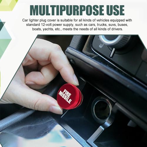 Image of HAOBO Cigarette Lighter Plug Cover, Car Dust Plug, FIRE Missile Billet Aluminum Cigarette Lighter Button, Dustproof Car Lighters Accessories Fit Most Vehicles with Standard 12 Volt Power Source