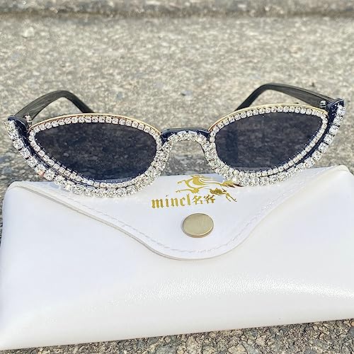 Fashion bling Rhinestone Cat Eye Sunglasses for Women Retro Narrow Cat-eye Diamond Sun Glasses Vintage Style Tinted Lens3
