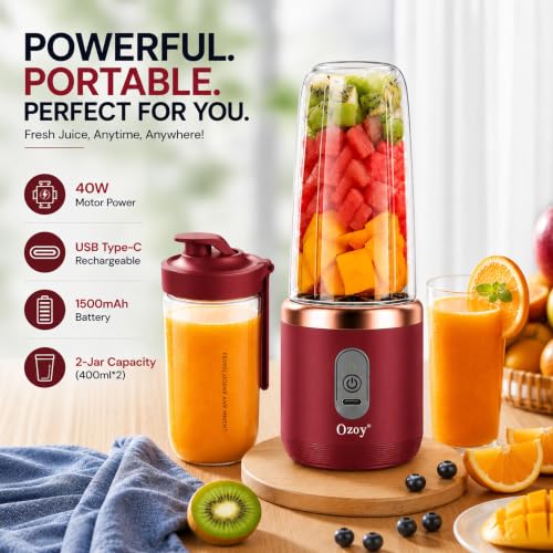 Image of Mini Juicer Mixer Grinder, 6-Blade with 1500mAh Battery High-Speed Fruit Juicer for Home, Office, Gym & Travel, 6-Blade High-Speed Fruit Juicer for Home, Office, Gym & Travel-Maroon