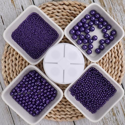 Image of Halloween Sprinkles for Cake Decorating, 7.8oz Purple Pearl Sprinkles 4 Sizes Mix for Cake Cupcake Cookie Baking Donuts Ice Cream Toppings