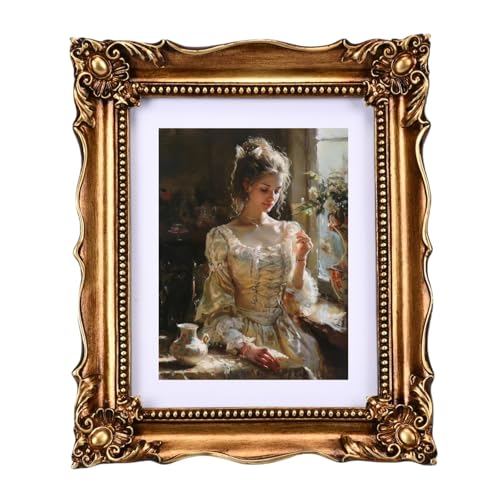 YUXINFRAME Vintage Picture Frames 6x8 gold Antique Photo frame with