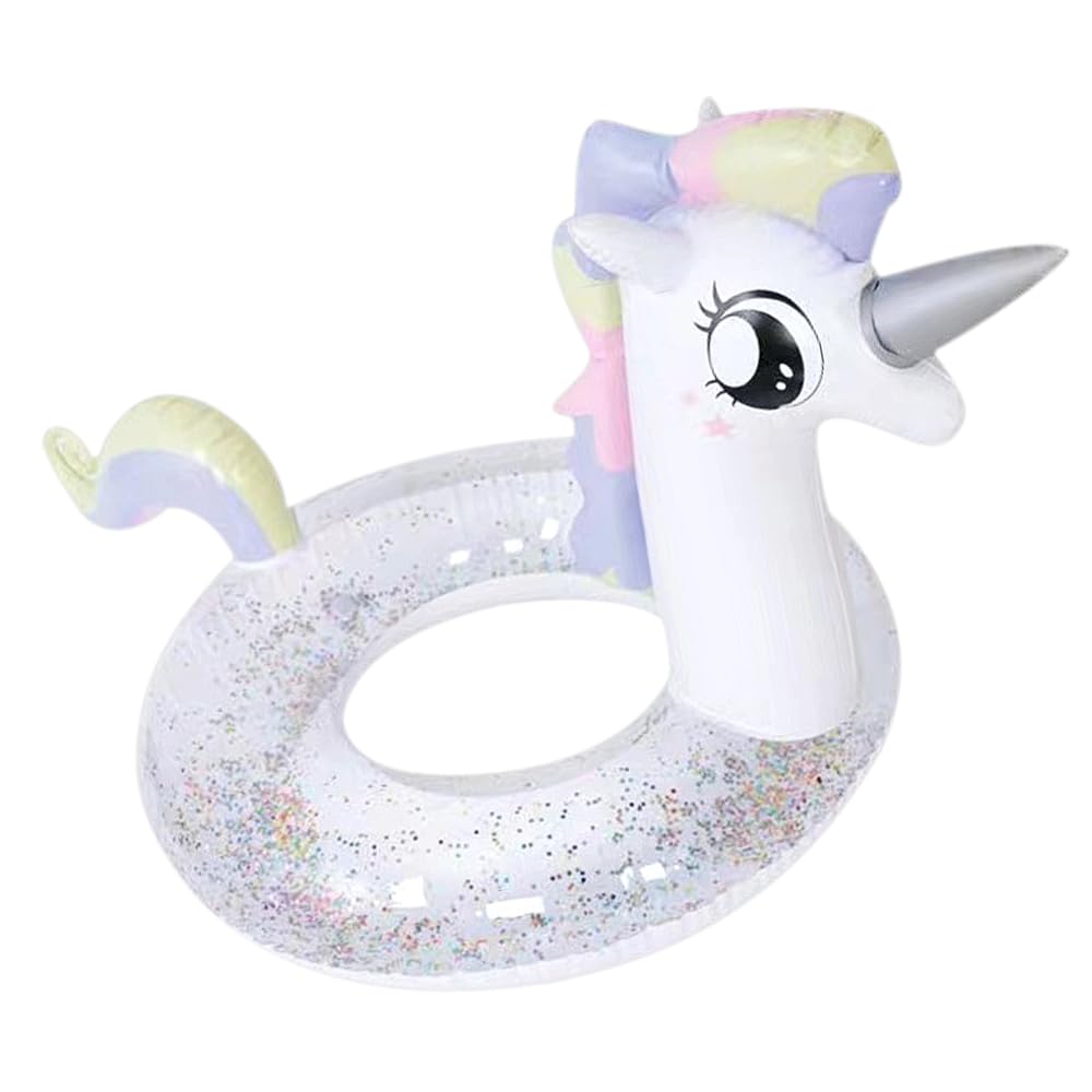 Inflable Unicornio Flotador, Anillo de Natación Unicornio, 70cm Unicornio Flotador Inflable, para Playa Piscina Parque Acuático Fiesta, Anillo de Natación para Niño Adulto (Blanco)