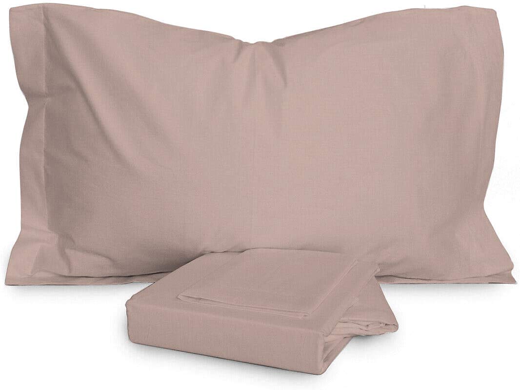 Completo Letto Tinta Unita in Percalle Laura Biagiotti, Rosa Antico, 270 x 290