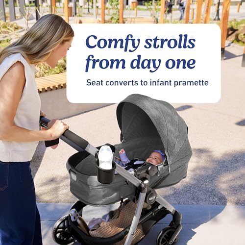 Image of Graco Modes Pramette Travel System, Car Seat and Stroller Combo, Includes SnugRide LX Infant Car Seat and Baby Stroller, 3 Modes: Car Seat Carrier, Pramette, Toddler Stroller, Ellington