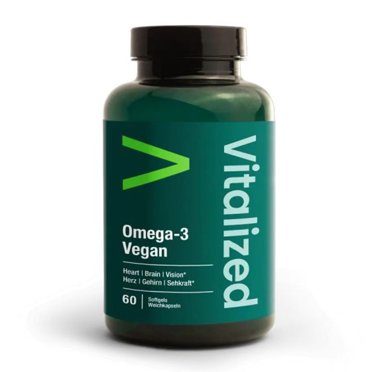 Omega 3 Vegan 60 Softgels - Olio di alghe francesi puro, supporta la salute del cuore, del cervello e degli occhi, alternativa all'olio di pesce - 60 capsule molli