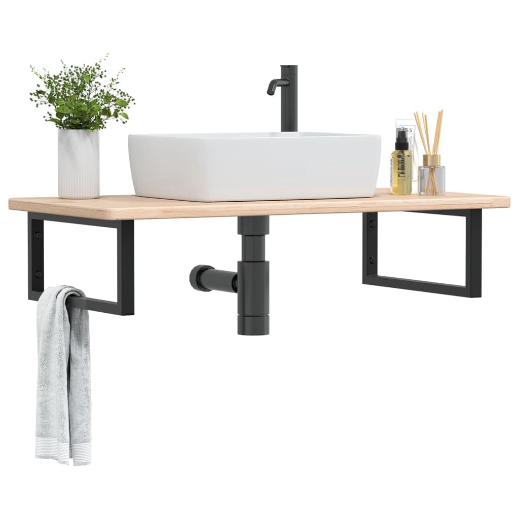 Owox - Tapa para lavabo (100 x 50 x 2,5 cm, roble negro, soporte de acero, 100 kg, para baño)