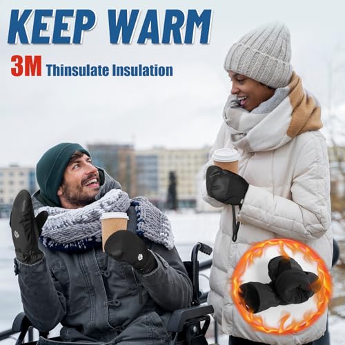 Waterproof Ski Mittens Men Women, Winter Snow Mittens Gloves for Cold Weather with 3M Thinsulation Insulated, Warm Thermal Touchscreen Snowboarding Mitts for Skiing Alaska Cruise Snowsports