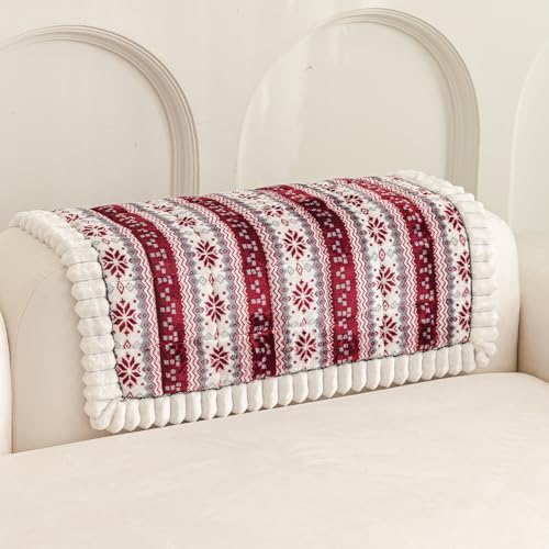 PJLZJFBY Plush Sofa Cover, Pet Couch Covers for Recliner&Chair, Sofa Covers for Pets Washable, Non-Slip Christmas Couch Cover for Dogs, Dog Couch Protecto for Christams(1PC, Dark Red, 27.6'×27.6')