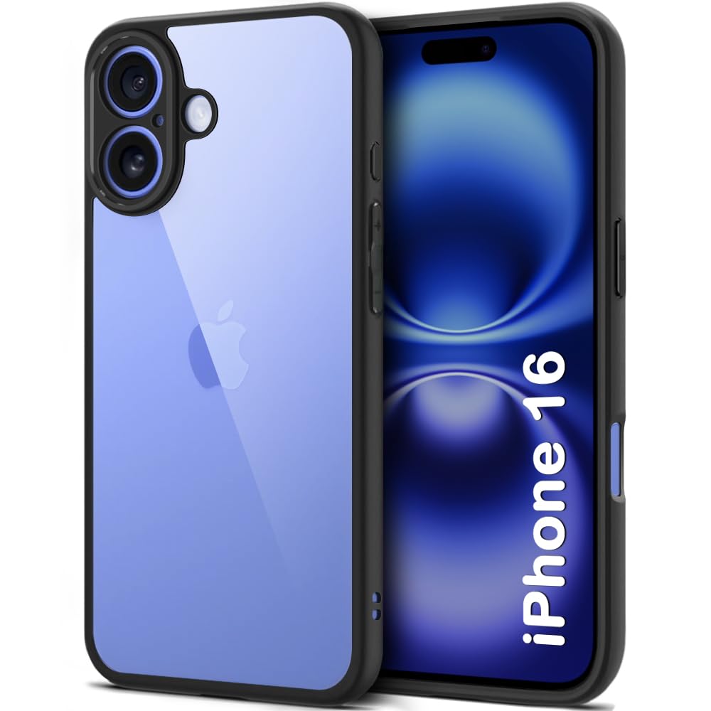 TheGiftKart Ultra-Hybrid Crystal Clear Back Cover Case for iPhone 16 | Slim Fit Shockproof Design | Camera Protection Bump | Transparent Back Cover Case for iPhone 16 (PC & TPU, Black Bumper) (B0DF5R4Y38) Amazon Price History, Amazon Price Tracker