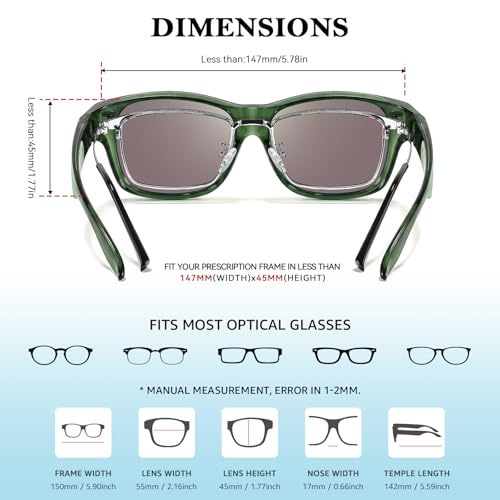 Image of TJUTR Polarized Fit Over Glasses Sunglasses for Men Women, Wrap Around UV400 Protection Sunglasses TS2611