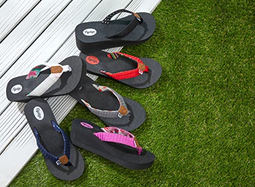 Image of Floopi High Heel Wedge Sandals for Women-Comfort Yoga Mat Footbed for Support, Flip Flop Thong Platforms for Summer