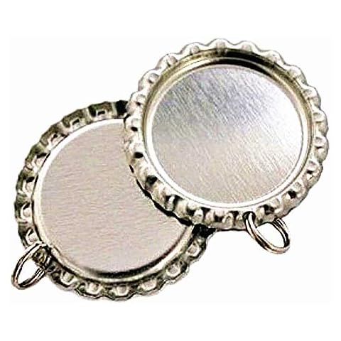 IGOGO Craft Bottle Cap with Holes Flat- 8 mm Split Rings Attached Silver,100 PCS Cover