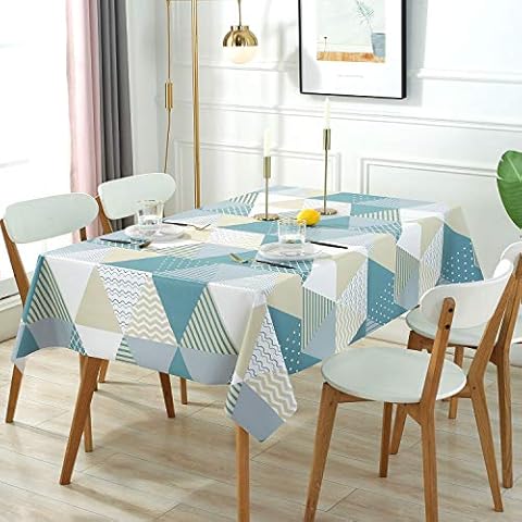 GuKKK Wipe Clean Tablecloth, 200cm x 140cm PVC Table Cover, Rectangle Table Cloths for Indoor or Outdoor Parties Birthdays Weddings Kitchen Dinning Parties Christmas (blue) Cover