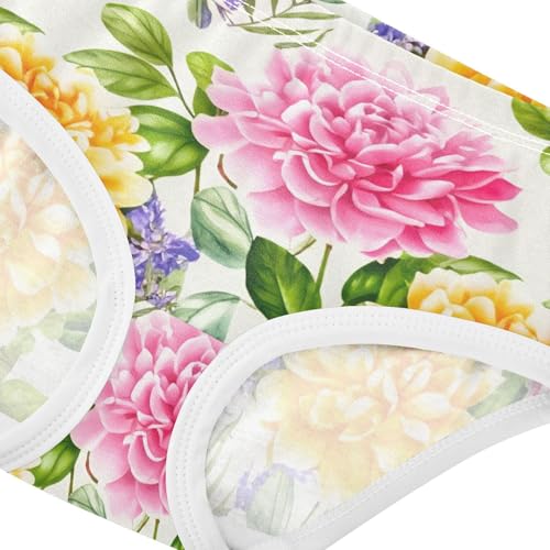 Cotton Girls Underwear Toddlers Vintage Flowers Pastel Yellow Panties for Girl Print Briefs Undies Kids 2t4