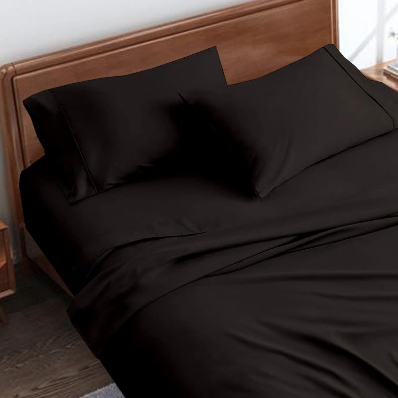 1800 Brushed Microfiber Bedsheet with 2 Pillow Cover | Bedsheets | Bed Sheet | chadar – Soft and Breathable – Flat Sheet with 2 Pillow Covers – Chocolate_King