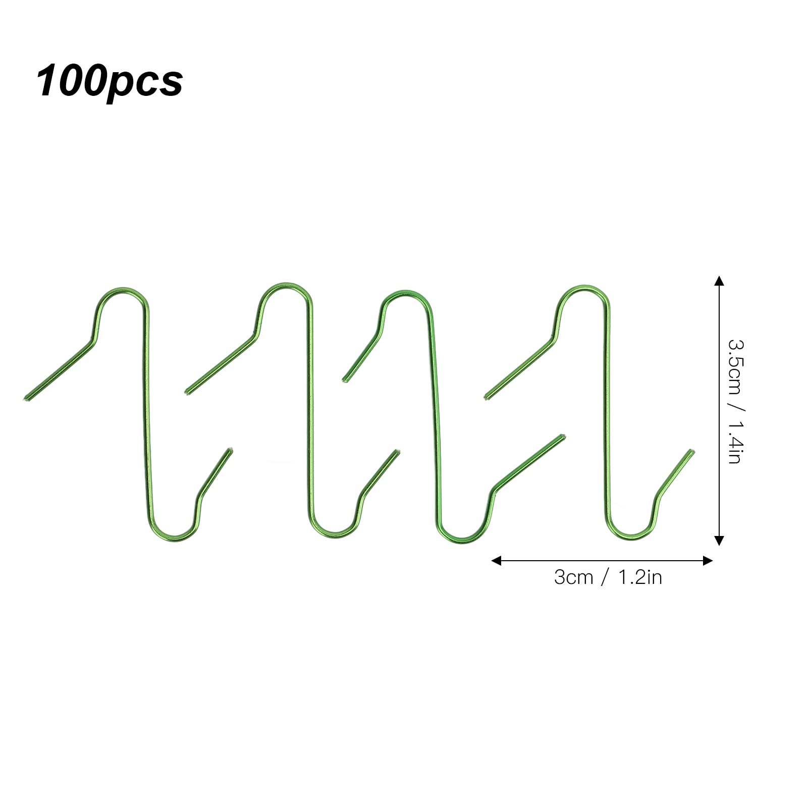 Restokki 100pcs S Hooks Multifunctional S Shaped Green Metal Hanging Hooks for Small Items Festivals Decoration