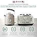 Haden Dorset 4 Slice Wide Slot Stainless Steel Toaster Bundled with 1.7 Liter Stainless Steel Electric Kettle with 360-Degree Base, Putty & Chrome