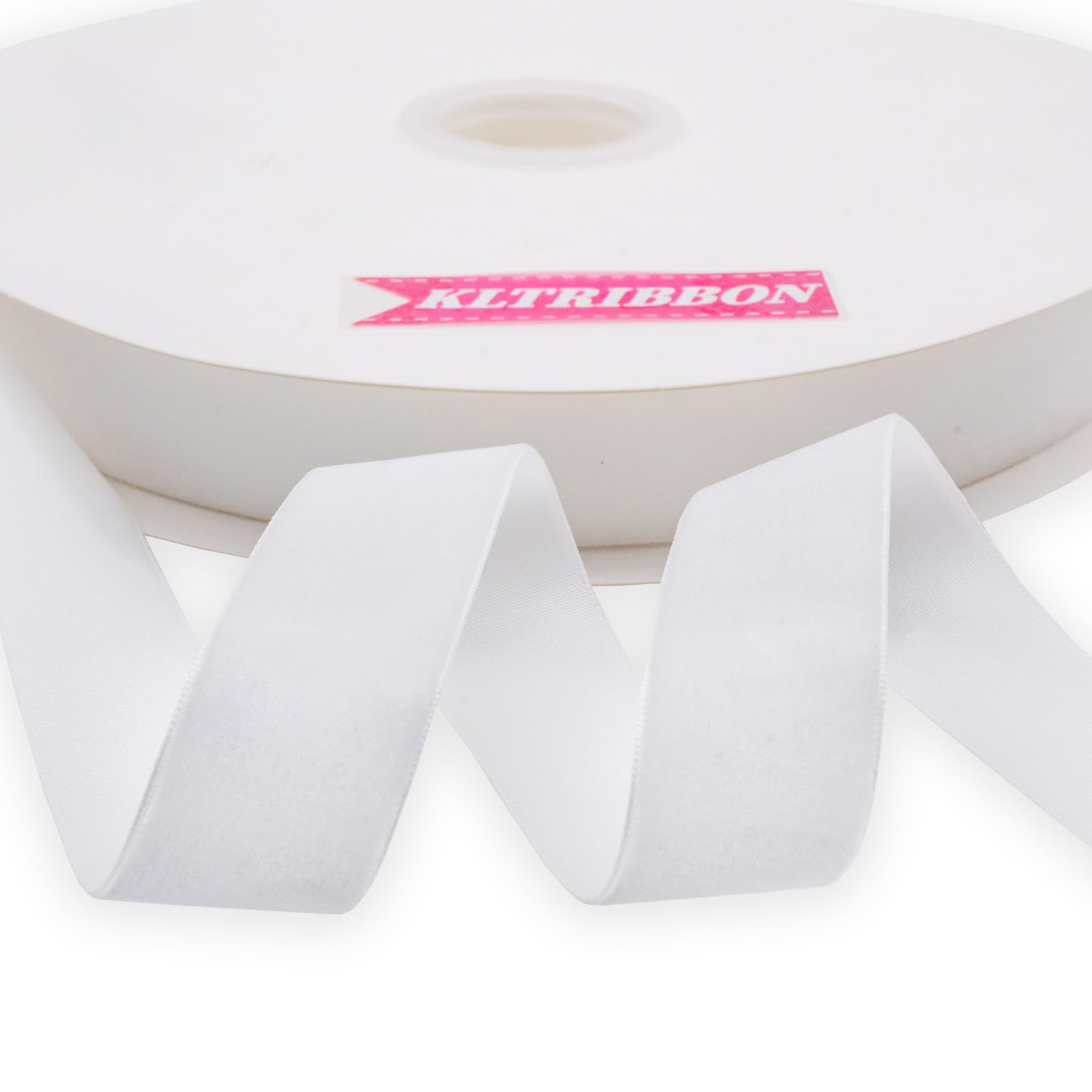 KLTRIBBON Nylon Velvet Ribbon Single Faced,1 Inch X 25Yards Spool (White) โ image 1