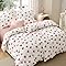 BEDSURE Bettwäsche 135x200 4teilig Herzen - Bettwäsche-Sets Weiß Bettbezug 135 x 200 2er Set mit 2 Kissenbezüge 80x80 cm, Oeko-TEX Bedding Muster Rot Herz mit Reißverschluss
