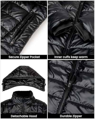 Women's Winter Coat Down Jacket, Puffer Jackets Warm Hooded Coat Softshell Outwear Pockets Parka4