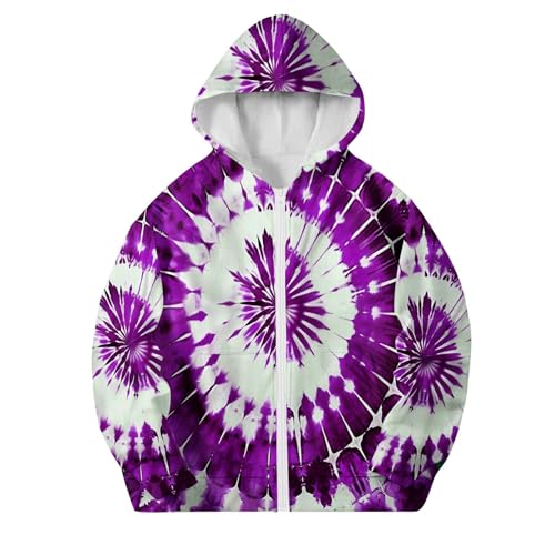 Girls Tie Dye Oversized Full Zip Hoodie Kids Casual Long Sleeve Sweatshirts Cute Jackets with Pockets for Boys 4-12 Years