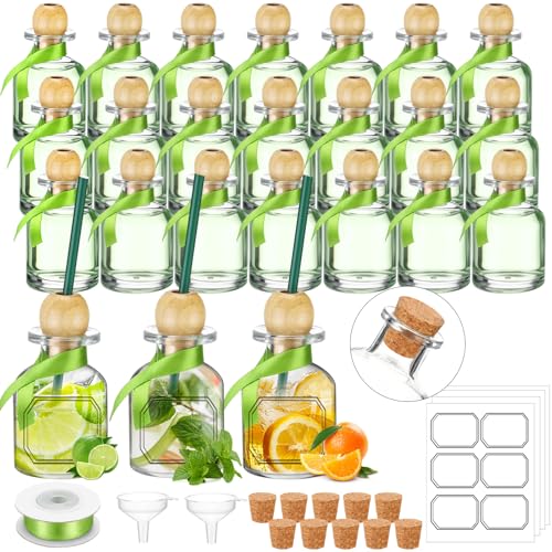 Hushee 24 Pcs Shot Glasses Patron Bottles with Cork...
