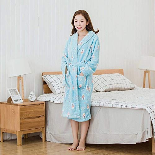 IXIIXI Albornoces para Albornoz Ropa de Dormir Ropa de Dormir Gruesa Albornoz Mujer Ropa Casual para el hogar Ropa para el hogar Suave y cálida Franela de Invierno, A7, M