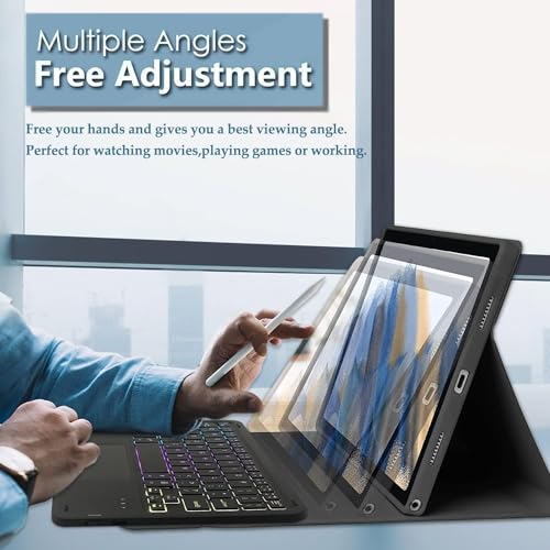 Image of RTSY Keyboard case for Lenovo Tab Plus 11.5 Inch 2024 with 7-Colors Backlits & Touchpad, Multi Angle, Wireless Bluetooth Magnetically Detachable Keyboard Cover