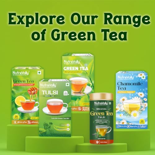 Image of NutroVally Green Tea|Refreshing Lemon green tea|Improves Metabolism & Reduces Fat||25 tea bags|100% Pure & Authentic|Lemon tea bags|No Artificial Flavour|Rich in Antioxidants|Lemon tea