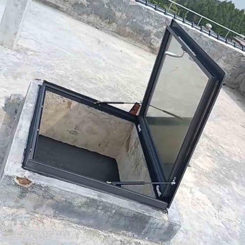 Toit Fenêtre de toit Skylight Fenêtre avec double-couche de verre trempé, Couvertures de puits de lumière de toit personnalisables pour le toit incliné et...