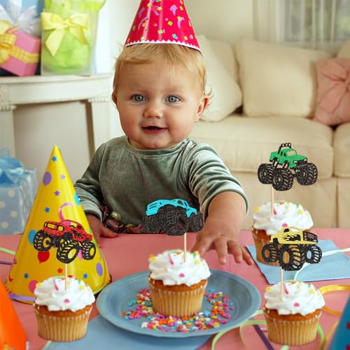 Keaziu 24 Pack Truck Car Cupcake Toppers Monster Car Theme Birthday Party Decorations Baby Shower For Boys Girls Cake Decorations For Kids Birthday Party Decorations Supplies thumb #1
