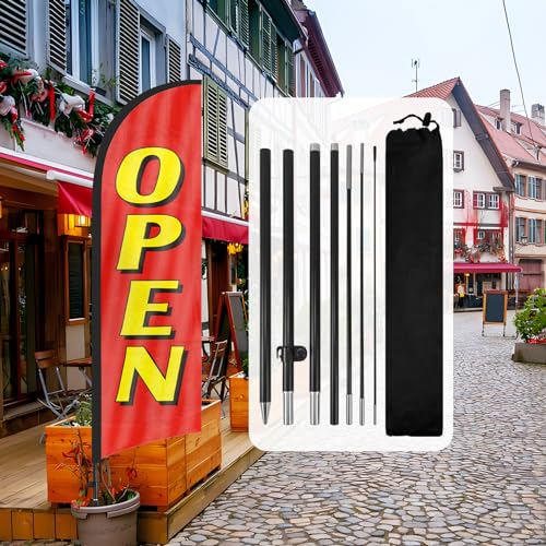 Mât De Drapeau à Plumes Sans Vent QSUM - 2,4 M Avec Pic Et Sac - Pour Publicité Extérieure, événements