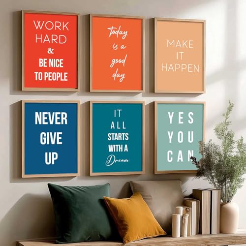 Image of kotart Motivational Quote | Poster with glass frames, wall for hanging, Home decor paintings living room, bed Set of 6 Multicolo (14X20 Inch, I)