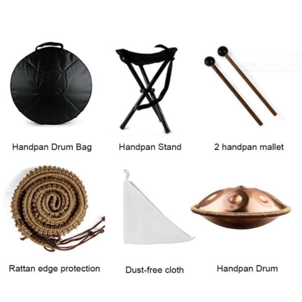 Instruments De Percussion Handpan En Acier, Tambour À Main Kurde En D De 22 Pouces, Instruments De Musique À Percussion Ensemble De Tambour À Main 9/10/12 Notes
