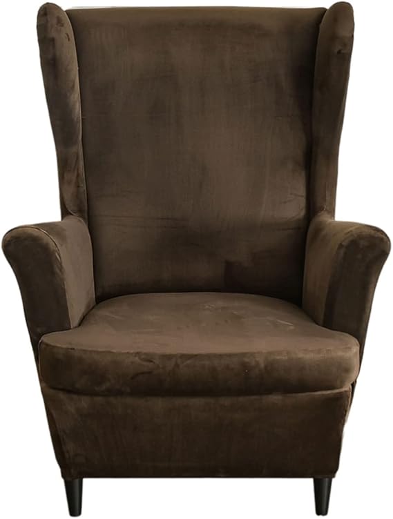 CRFATOP Velvet Wing Chair Slipcovers 2 Piece Stretch