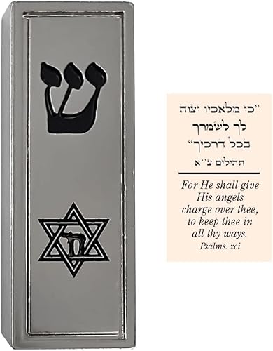 TALISMAN4U Protector de automóvil MEZUZAH con viajeros oración pergamino judío estrella de David y hebreo Chai Mezuza Jerusalén Israel Judaica Regalo disponible en Yaxa Colombia