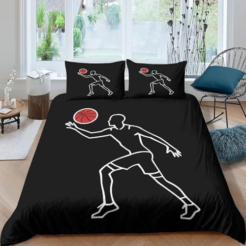 Parure de lit 3pcs basket-ball en microfibre premium avec zip solide