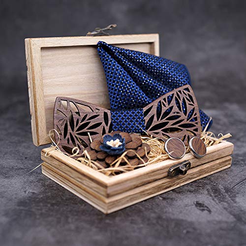 Fityle Gravata Borboleta Formal Masculina Gravata Borboleta De Madeira Abotoaduras Corsage Hankie Se
