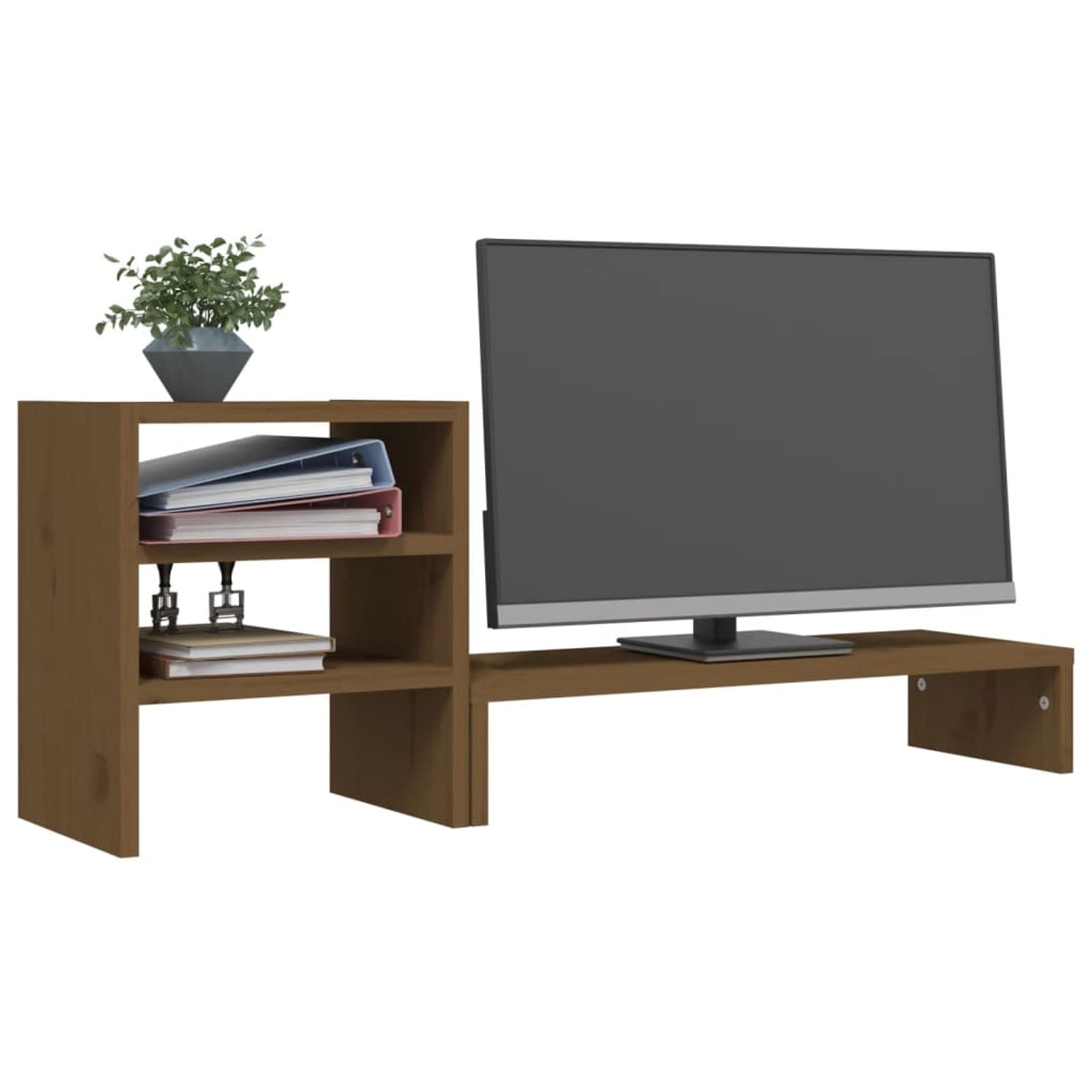 Homgoday Soporte para Monitor Madera Maciza Pino marrón Miel 81x20x30 cm Bases y elevadores para Ordenadores Electrónica