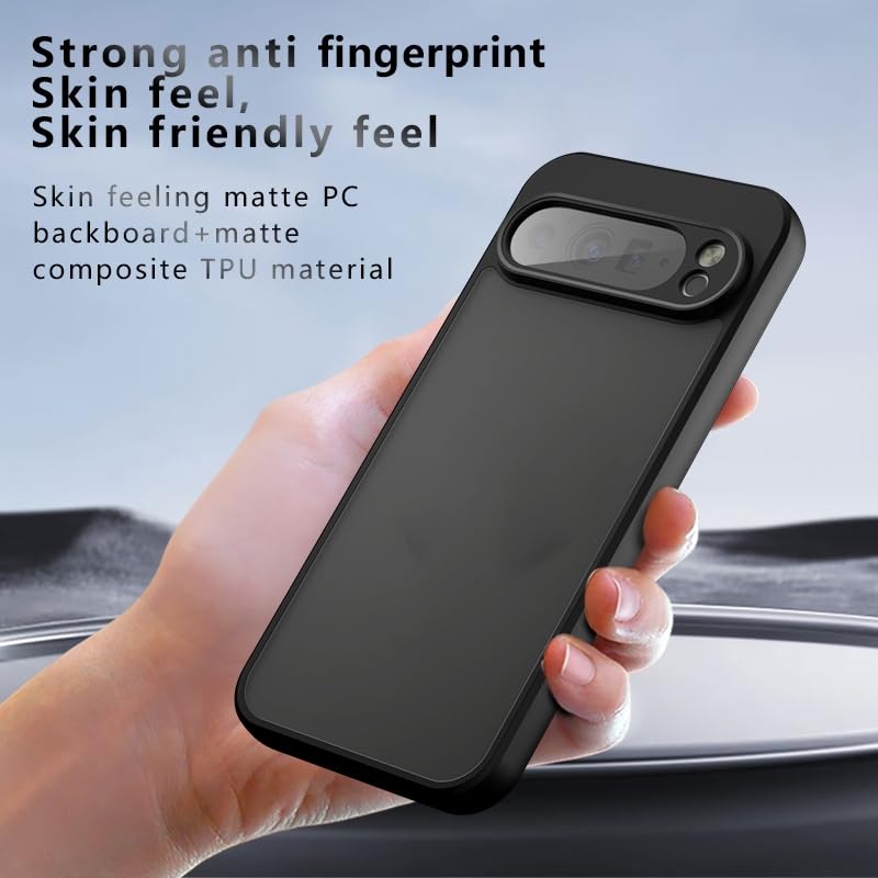 Image of Phone Case for Google Pixel 9 Pro XL, Air Bag Corner Protection, Anti-Fingerprint, PC+TPU Material, Micro Arc Edge, Never Turns Yellow, Matte Black