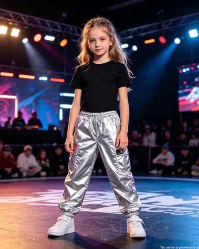 Image of Betusline Girls 2 Piece Summer Outfits,Kids Casual Short Sleeve Crop Top & Cargo Jogger Pants Sets,4T-14Y