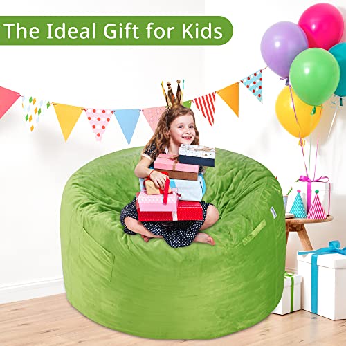 Habutway Bean Bag Chair 3Ft Luxurious Velvet Ultra Soft Fur With High-Rebound Memory Foam Bean Bag Chairs For Adults Plush Lazy Sofa With Fluffy Removable Sponge 3'(Green) #TOP6