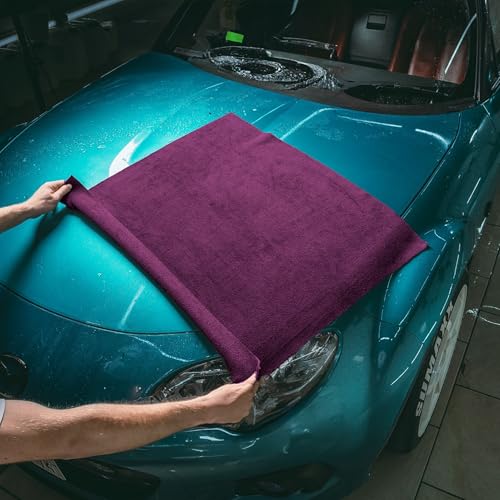 Image of CARZZO Microfiber Car Cleaning Cloth 400GSM - Pack of 2 (60x40cm) Super Absorbent Lint-Free Towels for Car Bike Cleaning