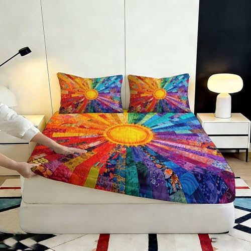 Drap housse antidérapant soleil microfibre pour matelas épais