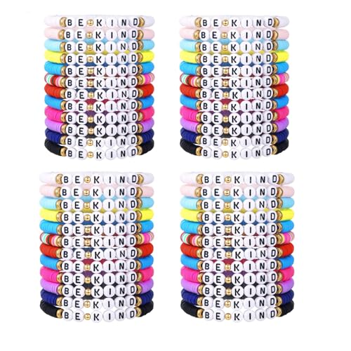 Behrooci Friendship Bracelets Boho Stackable Bracelets for Women Surfer Heishi Clay Bead Stretch Preppy Bracelets