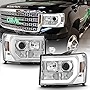 ACANII - For 2007-2013 GMC Sierra 1500 2500 3500 LED Tube Style Projector Headlights Headlamps Driver & Passenger Side
