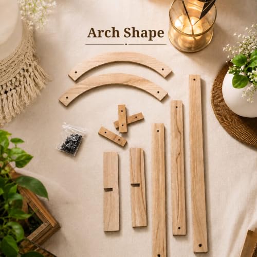 Image of SATYAM KRAFT 1 Piece Foldable Arch Shape Wooden Makhar Mandap | Wooden Pooja Backdrop Stand for DIY Pandal & Temple | Festival Decoration Setup for Ganesh Chaturthi, Janmashtami & Idol Pooja Decor
