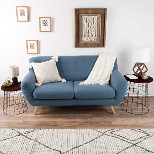 End Tables Set of 2 - Nesting Tables with Removable Wood Tops and Metal Wire Baskets for Blanket Storage - Round Side Furniture for Living Room, Bedroom, or Home Office by Lavish Home (Cherry/Black) by Lavish Home - Image 2